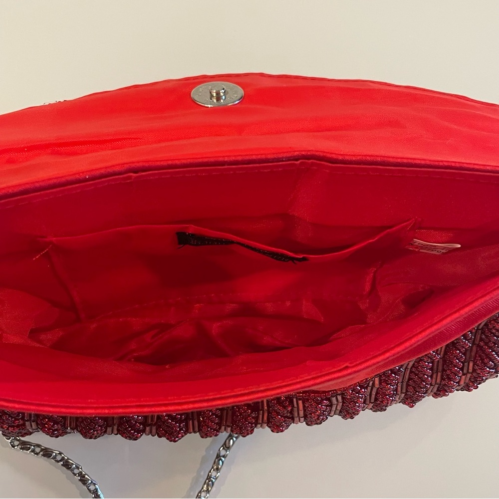 BIJOUX TERNER Red Beaded Evening Clutch Purse - Picture 7 of 10